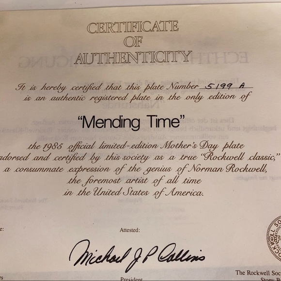 Mending Time Mothers Day Norman Rockwell plate - Picture 3 of 5